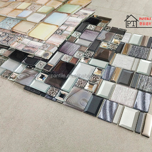 Factory Direct Sale Wood Look Kitchen Backsplash Mosaic Glossy Glass Mosaic Tile For Kitchen Backsplash