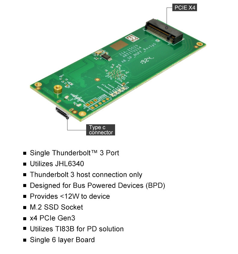 Panto NVMe Thunderbolt 3 Enclosure box External M.2 PCI-e NVMe SSD to Thunderbolt 3 Reader for 2280 M.2 (M Key) SSD case