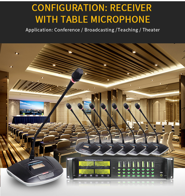 Panvotech High Quality Conference Room 8 Channel Professional UHF Wireless Microphone