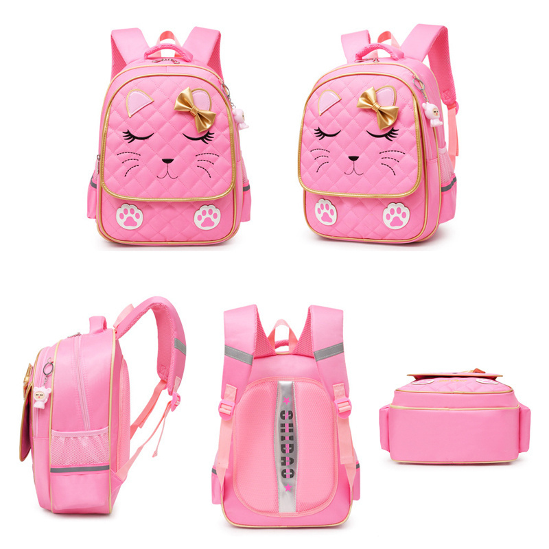 Custom Bags school girls large capacity comfortable durable cartoon primary lovely Cat style School bags backpack