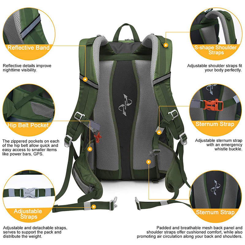 Outdoor backpack Lightweight Outdoor sport mountain bag travel Hiking Camp Hydration Backpack with 2L Water Bladder