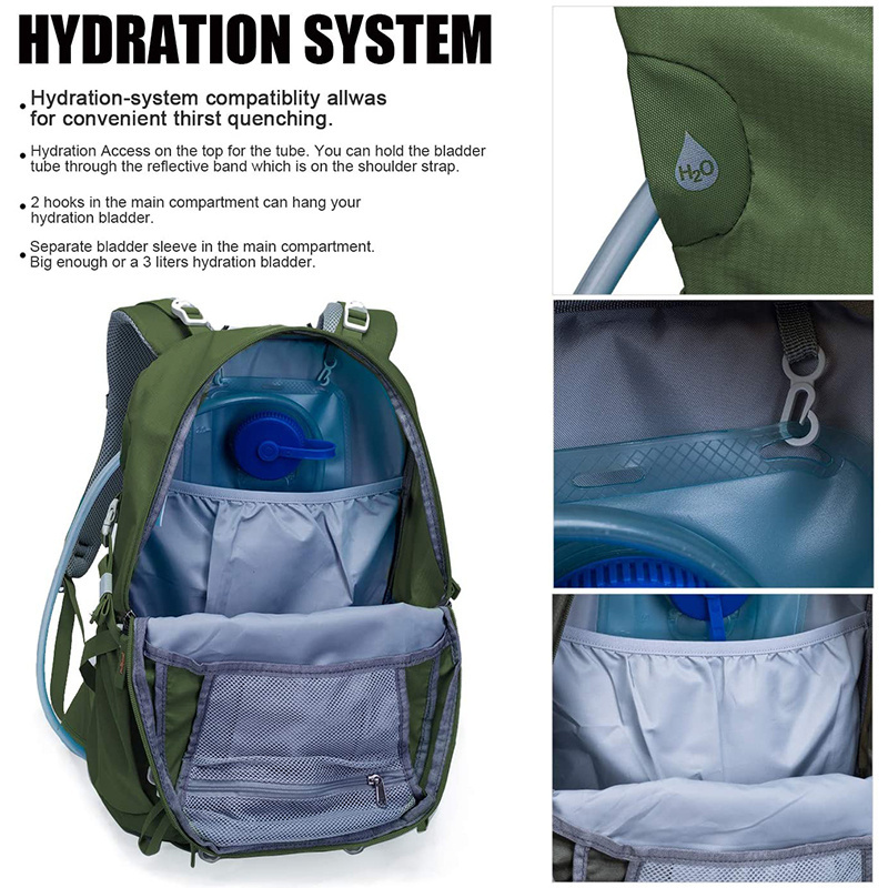 Outdoor backpack Lightweight Outdoor sport mountain bag travel Hiking Camp Hydration Backpack with 2L Water Bladder