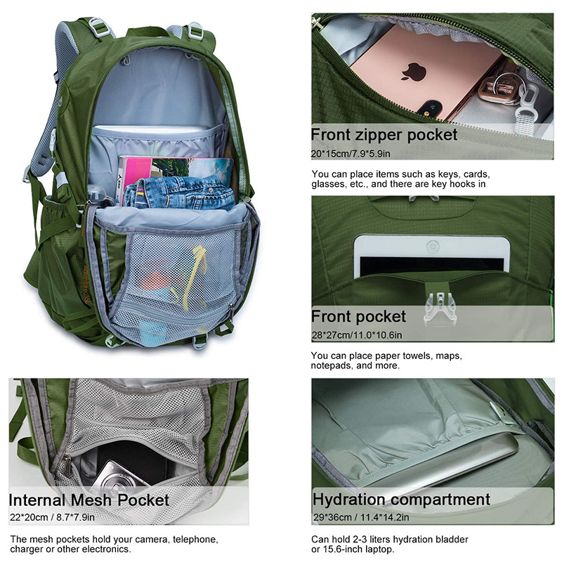 Outdoor backpack Lightweight Outdoor sport mountain bag travel Hiking Camp Hydration Backpack with 2L Water Bladder