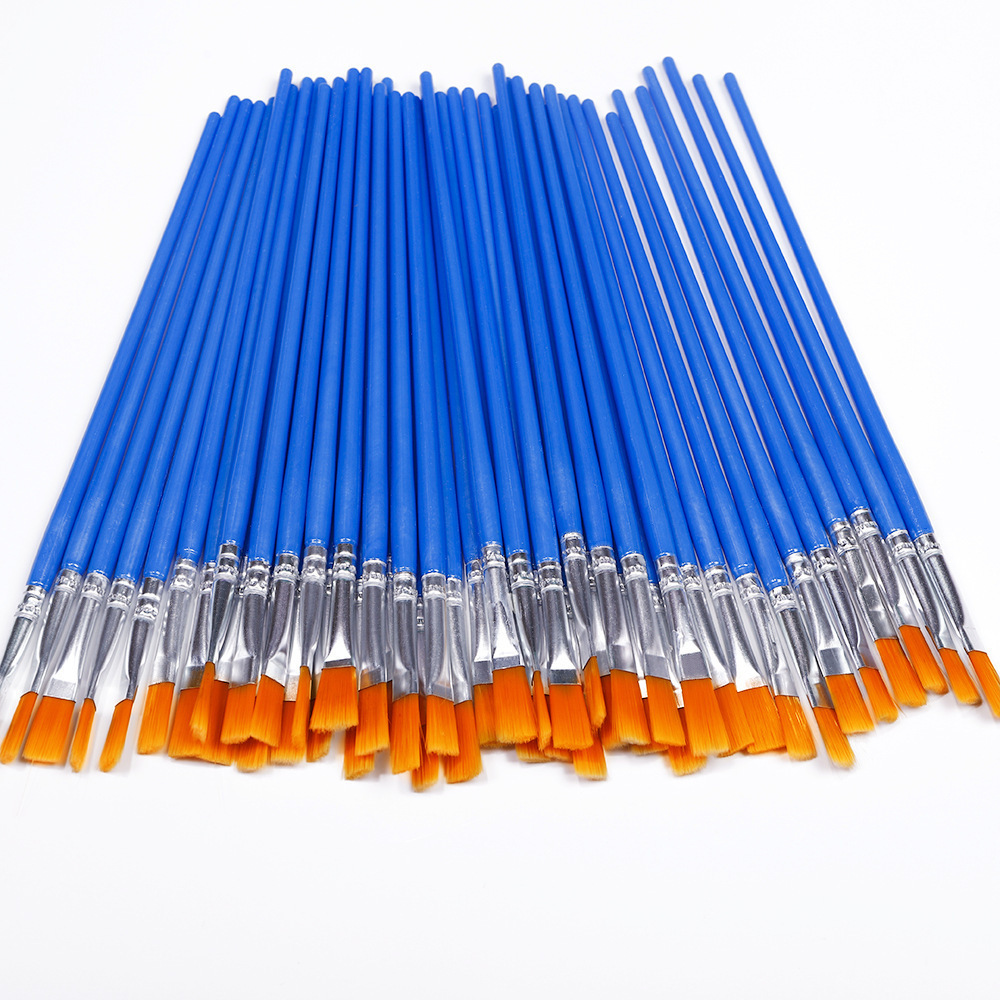 Art supplies manufacturers custom logo Nylon Handle Paintbrush Set art paint brushes professional Blue Paint Brushes