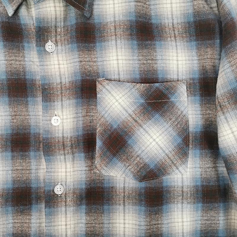 Casual plus size flannel plaid custom label men's check shirt