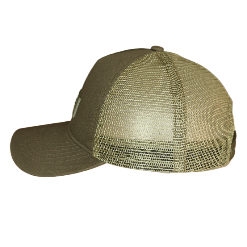 Custom Mens breathable solid color Army Green Gorras PVC Patch soft cotton Twill Foam Sponge mesh trucker hats