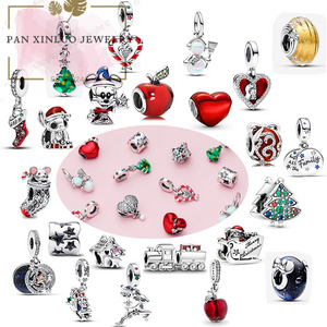 Fashion Jewelry 925 SilverNew Pan Christmas Charm Beads Love Red Custom Christmas Gift Personality Jewelry For Women