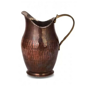 Ottoman Style Hand Hammered Patterned Copper Antalya Turna Carafe  For Beverage Service, Surahi OXIDE Color