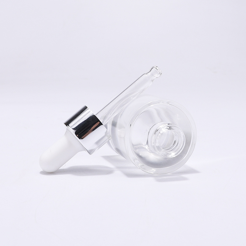 Best quality transparent cosmetic serum glass drop bottle with white dropper supply luxury dropper bottle size 10ml 30ml 50ml