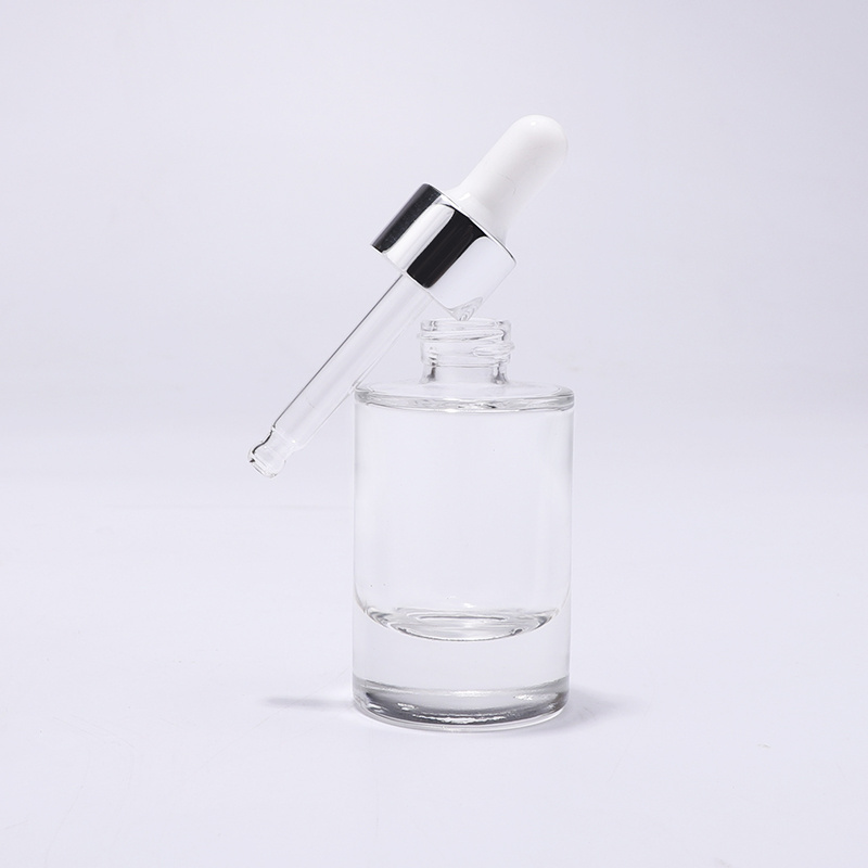 Best quality transparent cosmetic serum glass drop bottle with white dropper supply luxury dropper bottle size 10ml 30ml 50ml