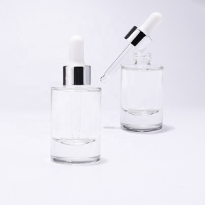 Best quality transparent cosmetic serum glass drop bottle with white dropper supply luxury dropper bottle size 10ml 30ml 50ml