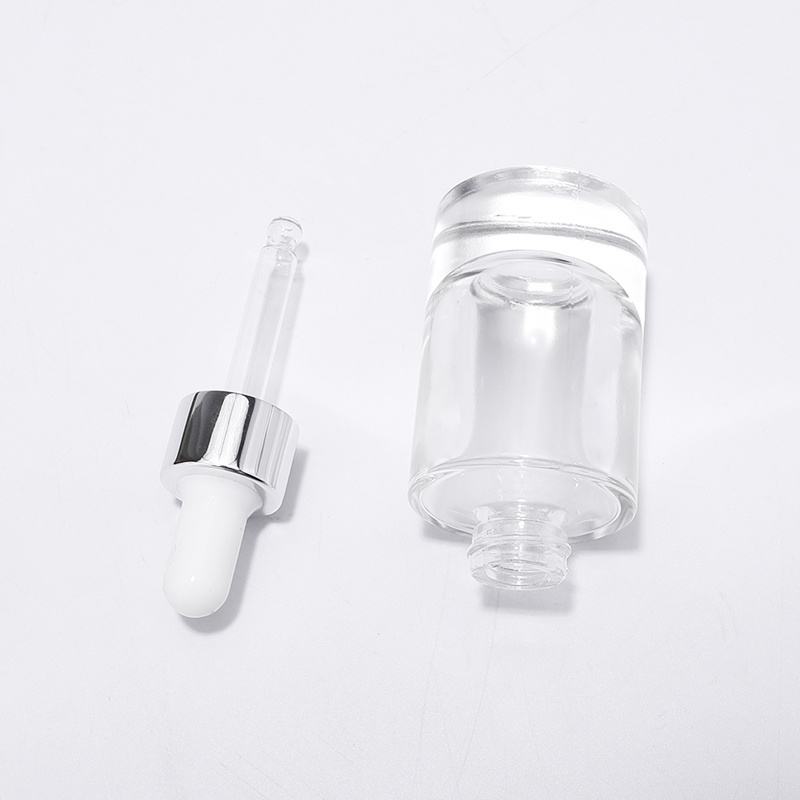 Best quality transparent cosmetic serum glass drop bottle with white dropper supply luxury dropper bottle size 10ml 30ml 50ml