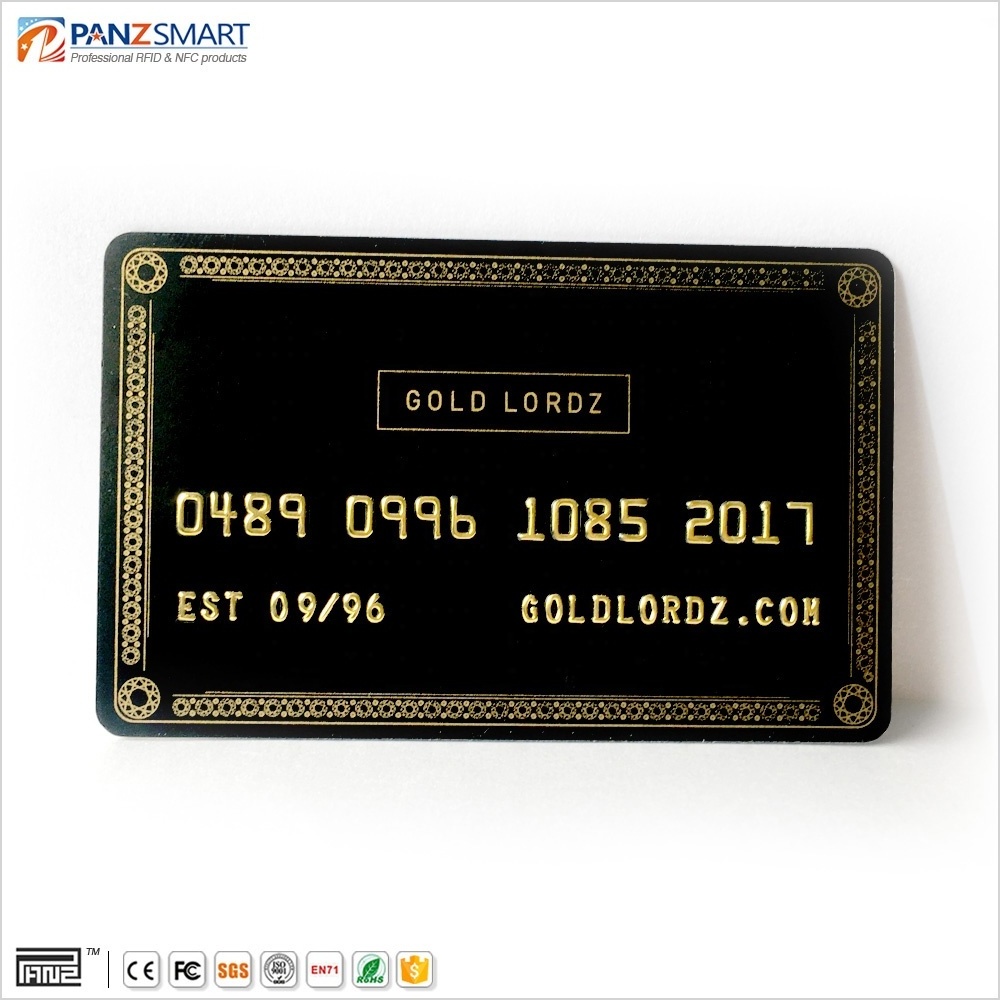 Customize Gold hot stamping embossing number PVC business card same as credit card