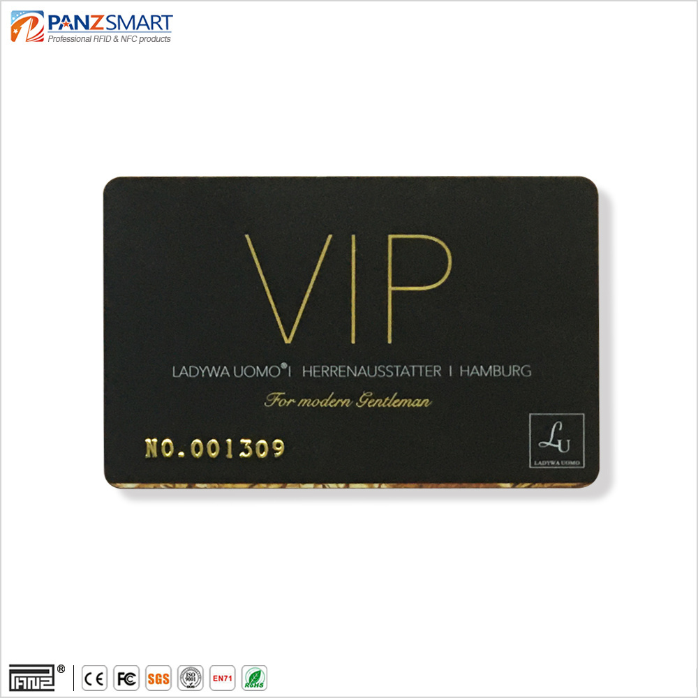 Customize Gold hot stamping embossing number PVC business card same as credit card