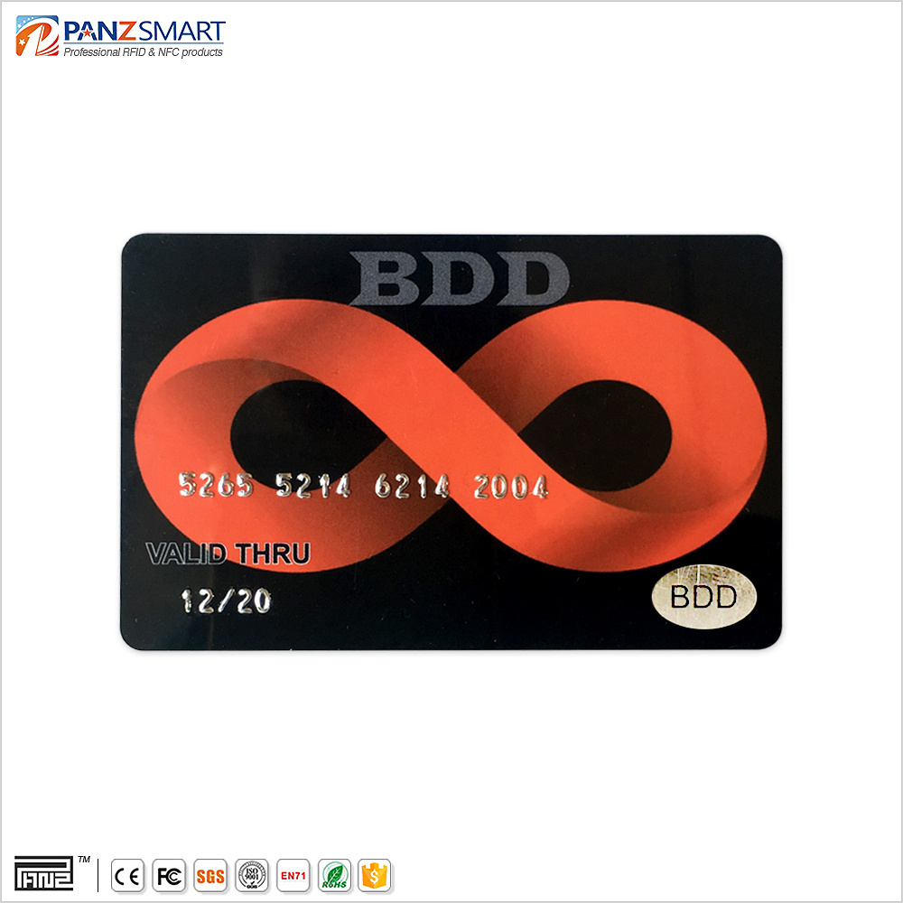 Custom serial number credit card gold stamp PVC card of embossed business cards with memory chip