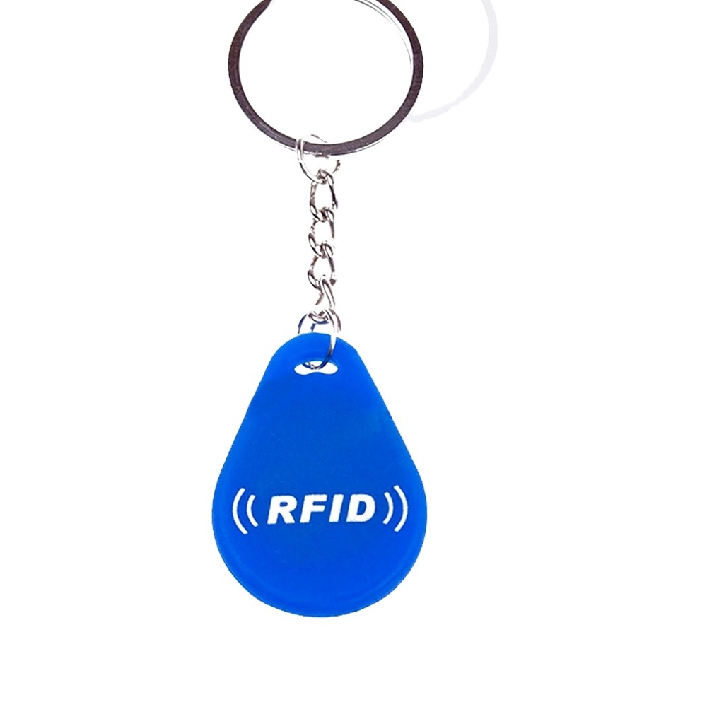 Wholesale  Laser logo and serial number blue ABS 125Khz RFID key fob TK4100 EM4100 chip keyfob keychain  for door lock