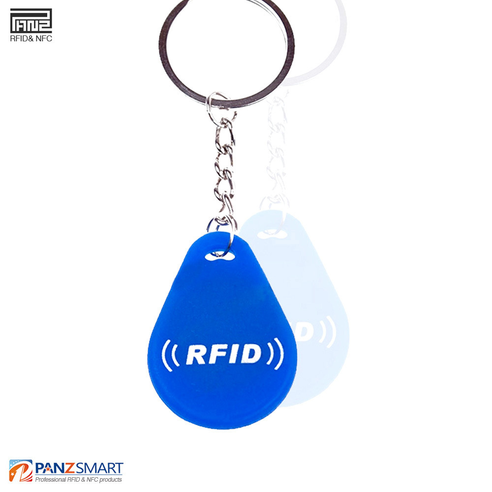 Wholesale  Laser logo and serial number blue ABS 125Khz RFID key fob TK4100 EM4100 chip keyfob keychain  for door lock