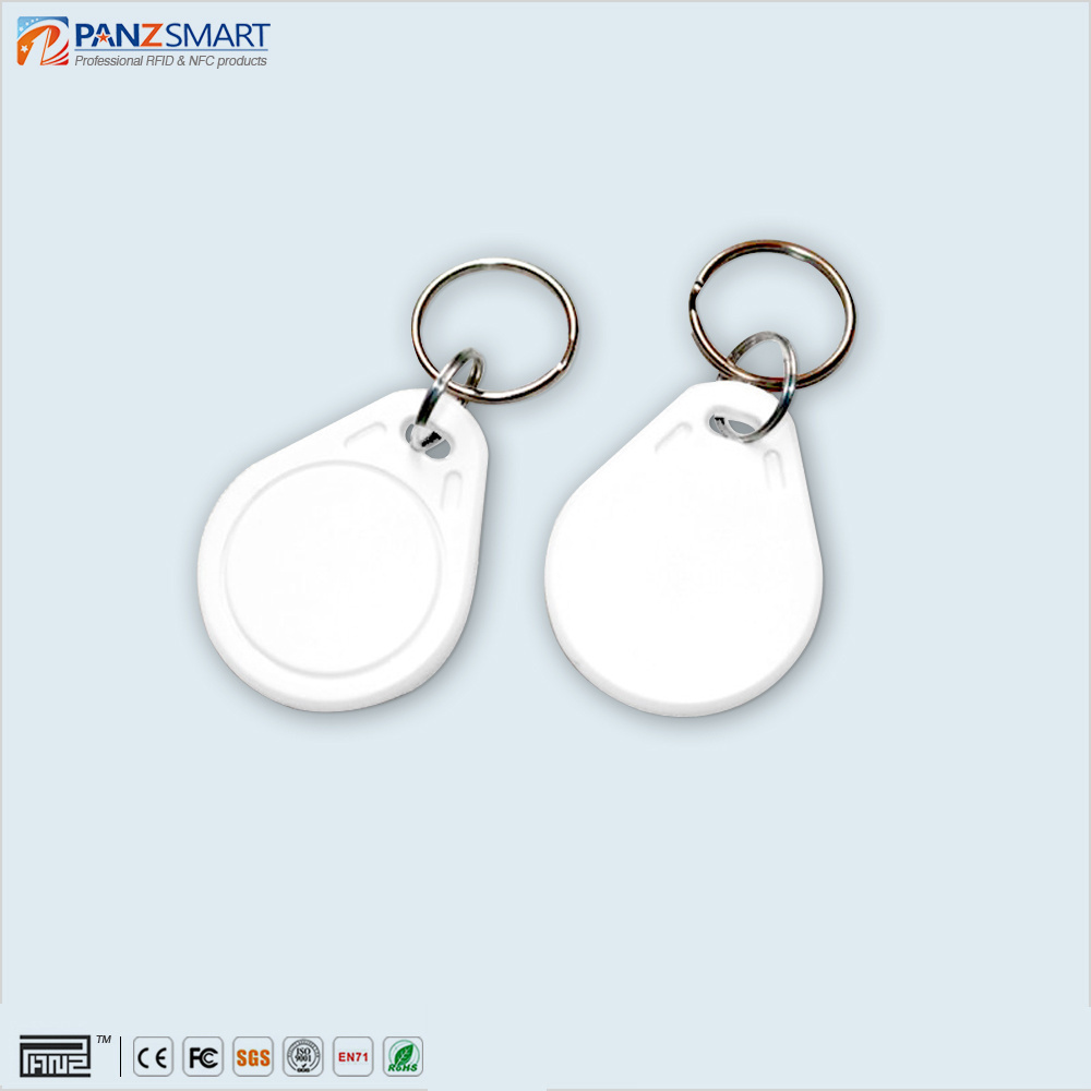 Factory price Wholesale RFID keyfob Miifare 1K chip smart Keyfob custom LOGO 125Khz TK4100 chip NFC Keychain with QR code