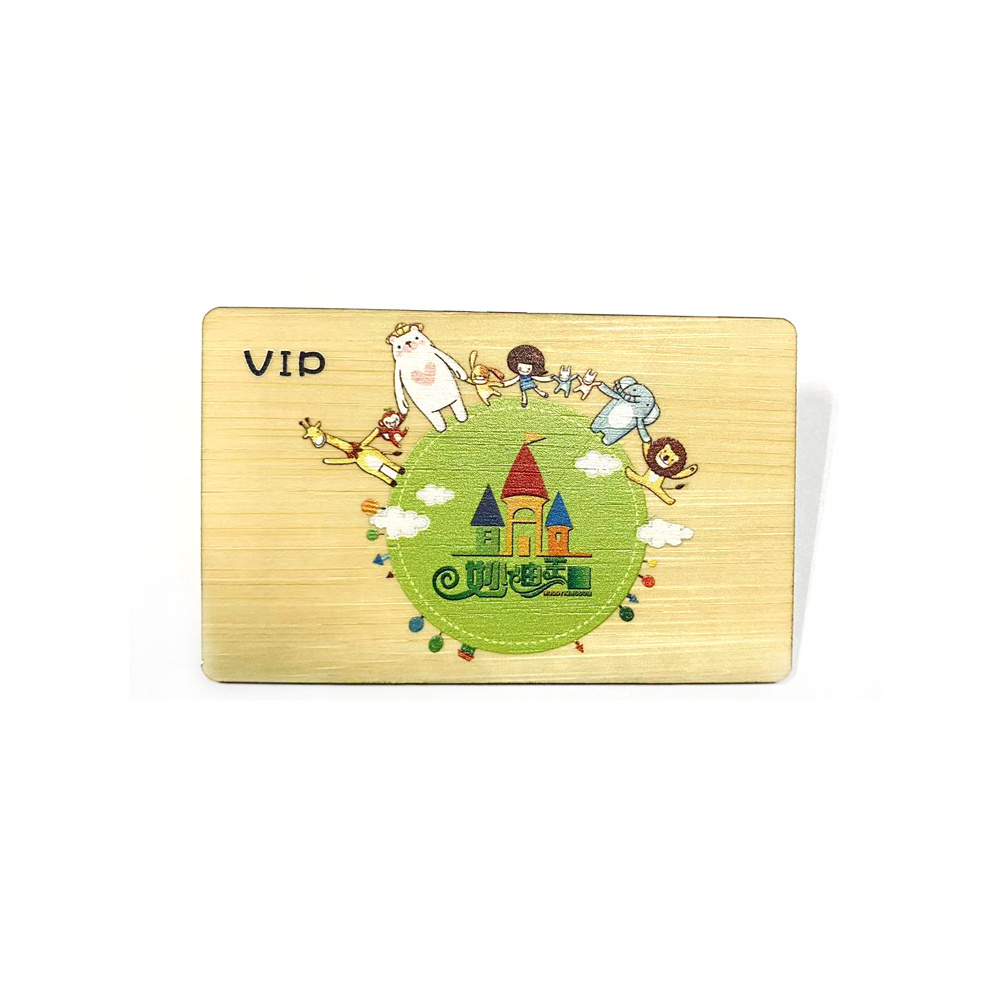 Customized 125Khz Programmable wood RFID NFC card T5577 chip bamboo wood NFC smart business card wood cards with NFC tag213 chip