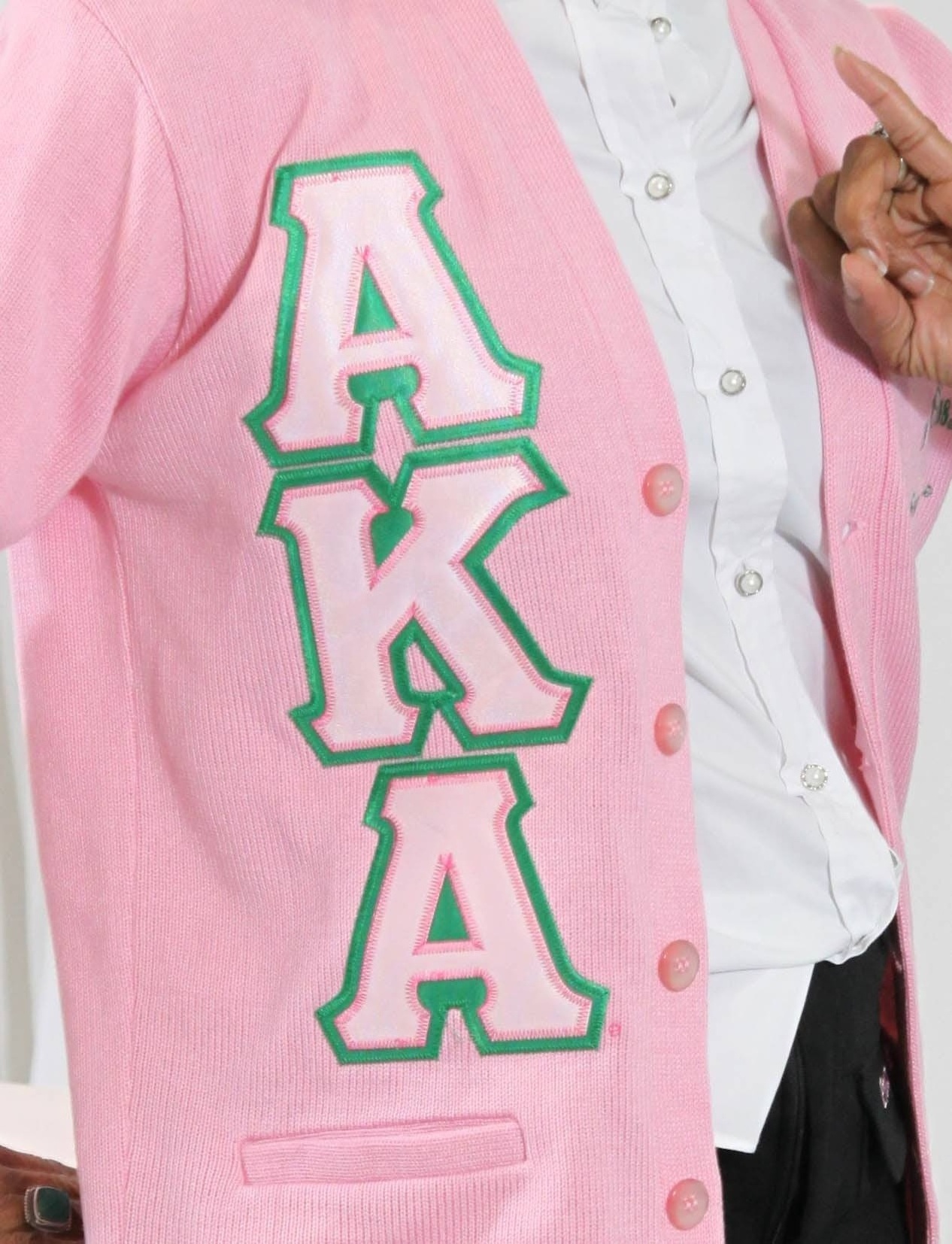 Custom Alpha KA Stitched Shield Kelly Green Pink Women Sweater Cotton Knitted Varsity Sorority Cardigans USA Oversized Sizes