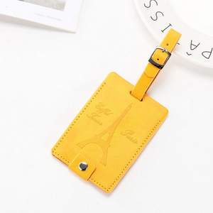 AZB147 Custom Blank Pu Leather Luggage Tags Waterproof Identification Label Tags Fashion Creative Pu Airplane Luggage Tag