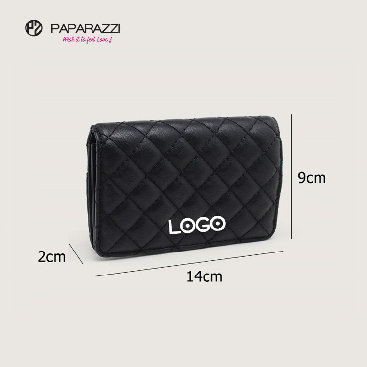 Carteras #PA0174 Paparazzi customized quilted pu leather rfid lady fashionable card holder purse wallets tactical dollar wallet