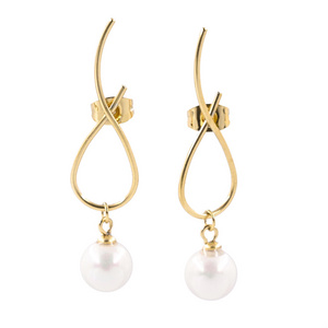 Wholesale High Polished Quality Pearl 8 Figure Gold Plated Stainless Steel Pendant Earrings Jewelry Women Gift