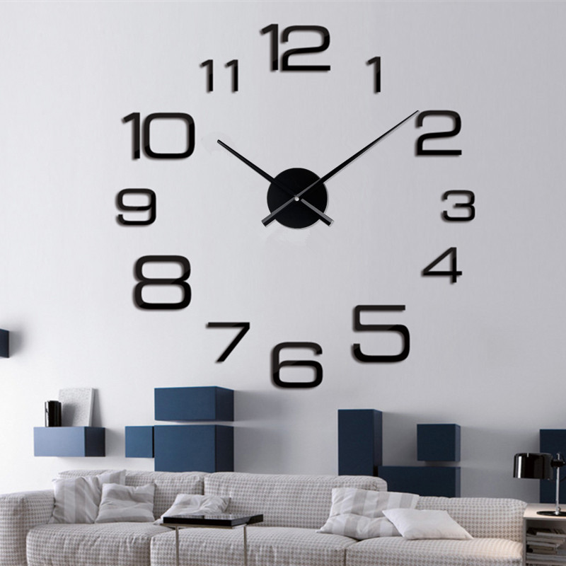 Nordic Minimalist Quartz Needle Living Room Decorations Watches Acrylic Family Round Frameless Large 3d Sticker Wall Clock