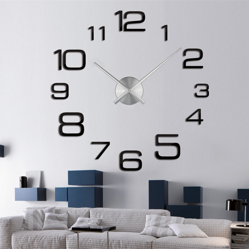 Nordic Minimalist Quartz Needle Living Room Decorations Watches Acrylic Family Round Frameless Large 3d Sticker Wall Clock