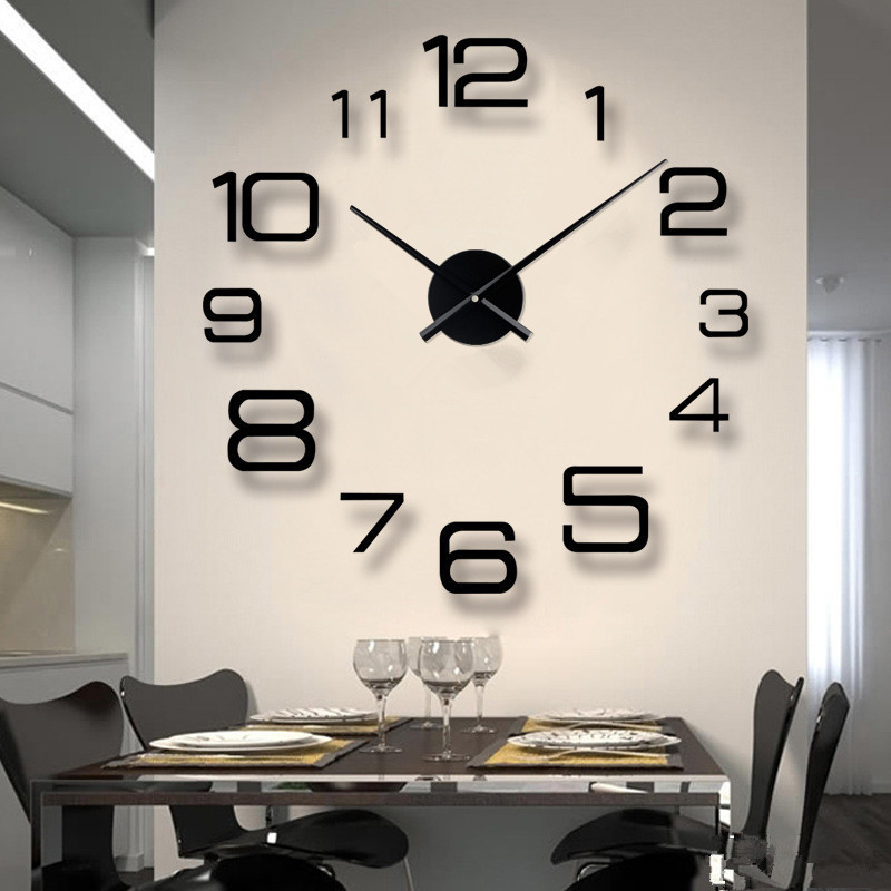 Nordic Minimalist Quartz Needle Living Room Decorations Watches Acrylic Family Round Frameless Large 3d Sticker Wall Clock