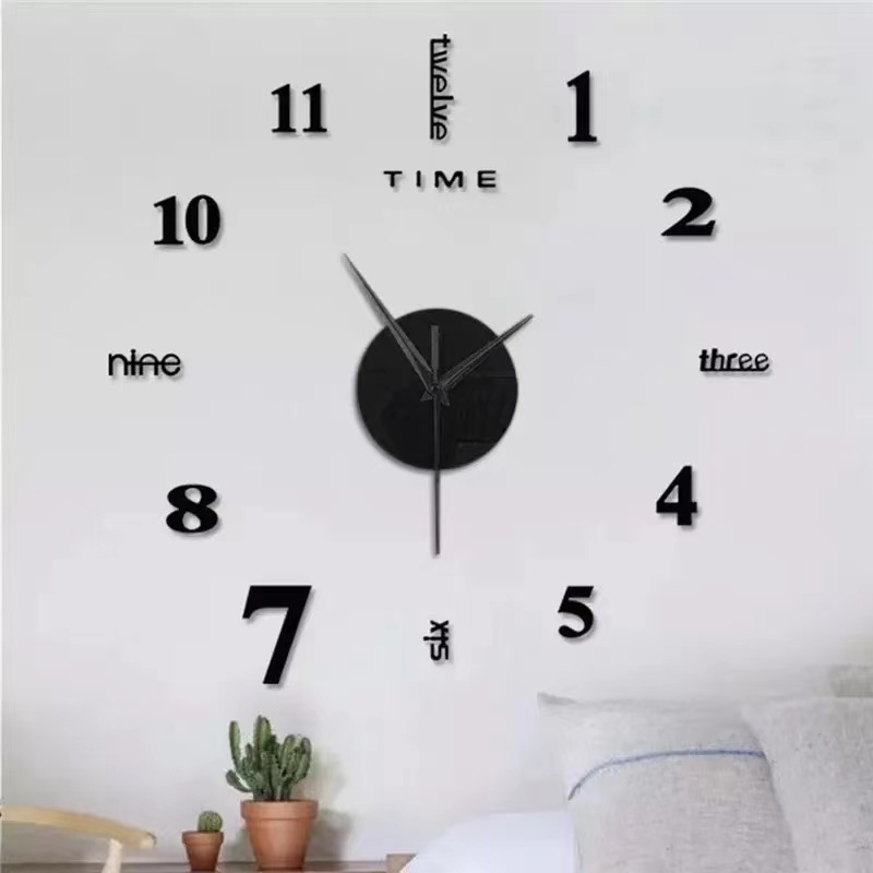 Creative Modern Acrylic Frameless Digital Diy Home Decorative 17 Inches 3D Wall Watch Clock