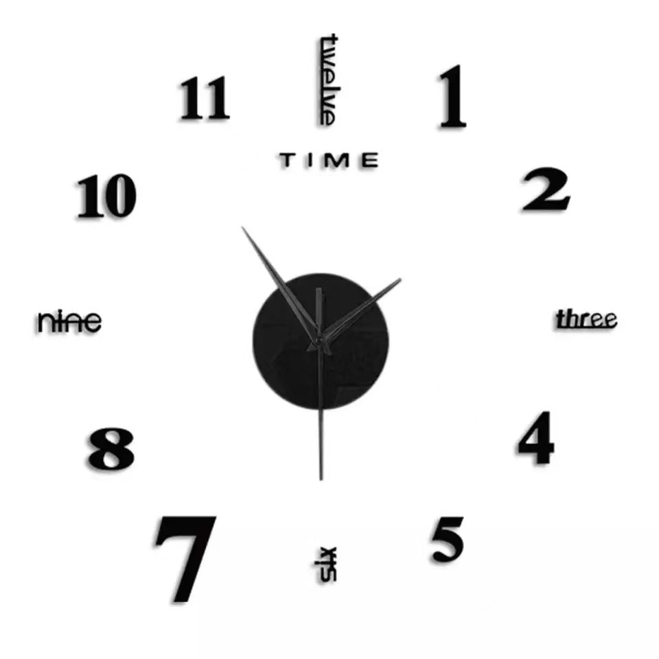 Creative Modern Acrylic Frameless Digital Diy Home Decorative 17 Inches 3D Wall Watch Clock