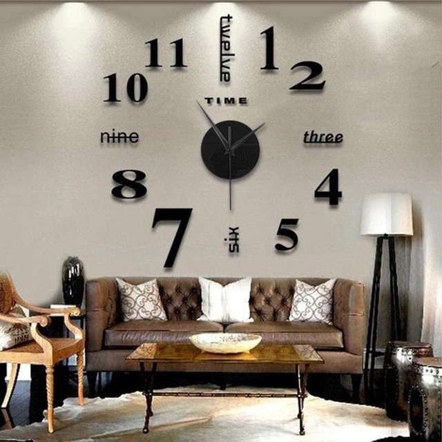 Creative Modern Acrylic Frameless Digital Diy Home Decorative 17 Inches 3D Wall Watch Clock