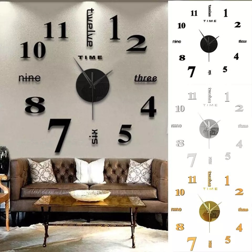 Creative Modern Acrylic Frameless Digital Diy Home Decorative 17 Inches 3D Wall Watch Clock