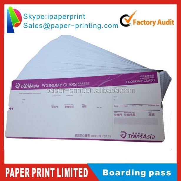 thermal paper Boarding pass airline ticket paper