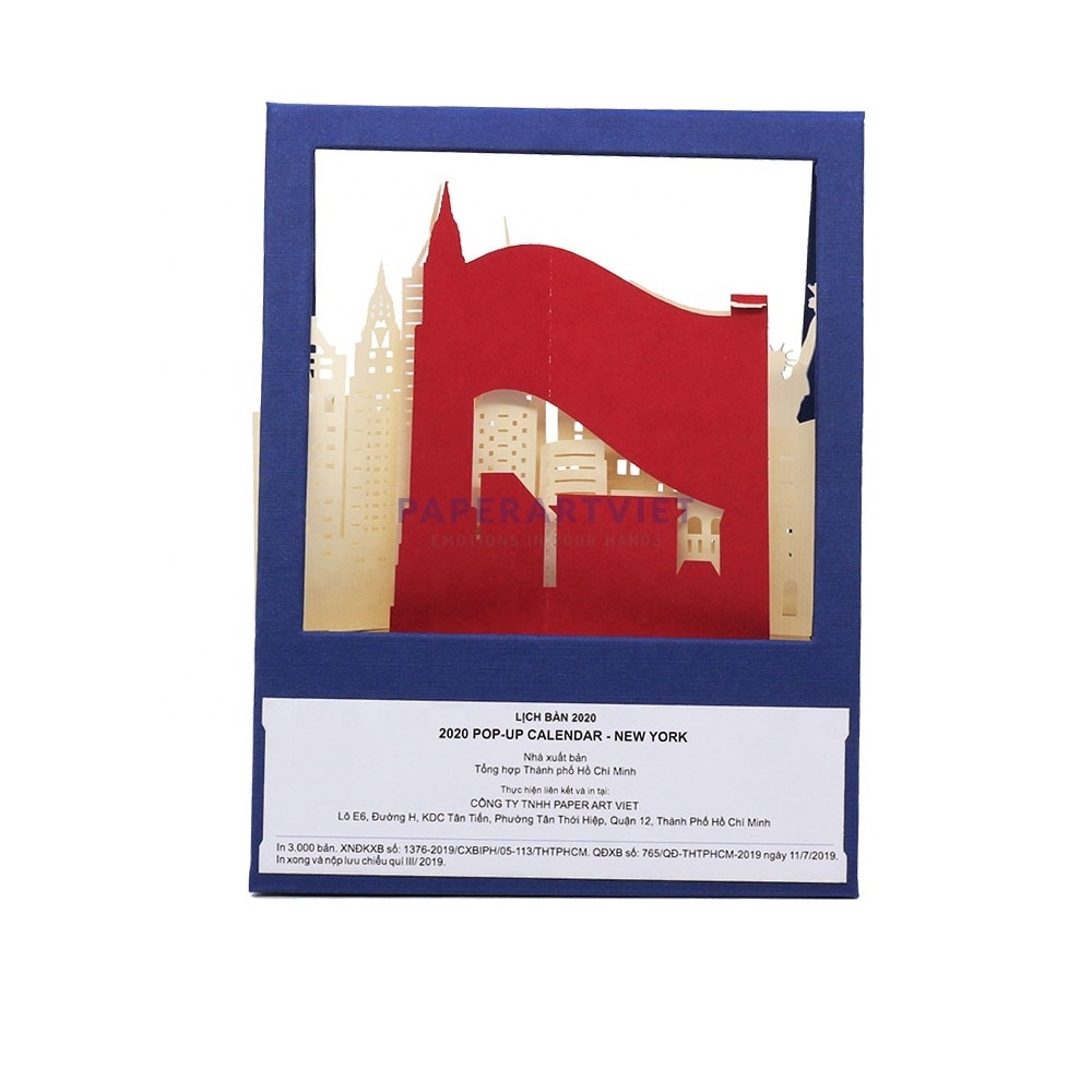 3D Handcraft New York City wonders with Laser Cutting Kirigami Handmade Paper Pop Up Calendar