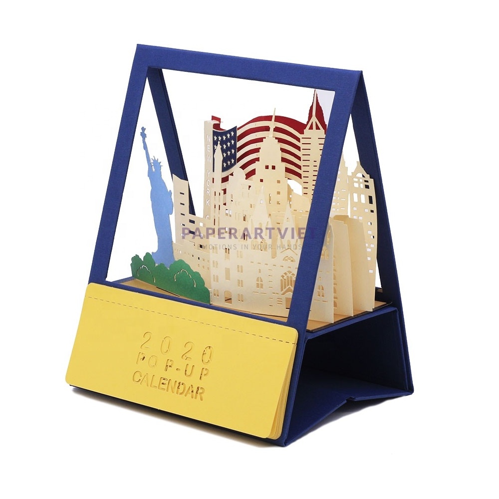 3D Handcraft New York City wonders with Laser Cutting Kirigami Handmade Paper Pop Up Calendar