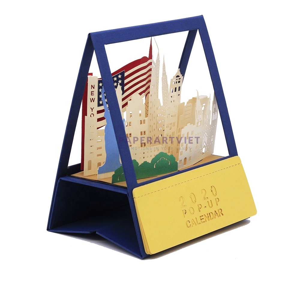 3D Handcraft New York City wonders with Laser Cutting Kirigami Handmade Paper Pop Up Calendar