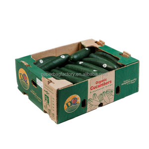 Custom Branded Recyclable Cucumber Vegetable Fruit Package Coated Corrugated Fresh Vegetable Product Wax Carton Box