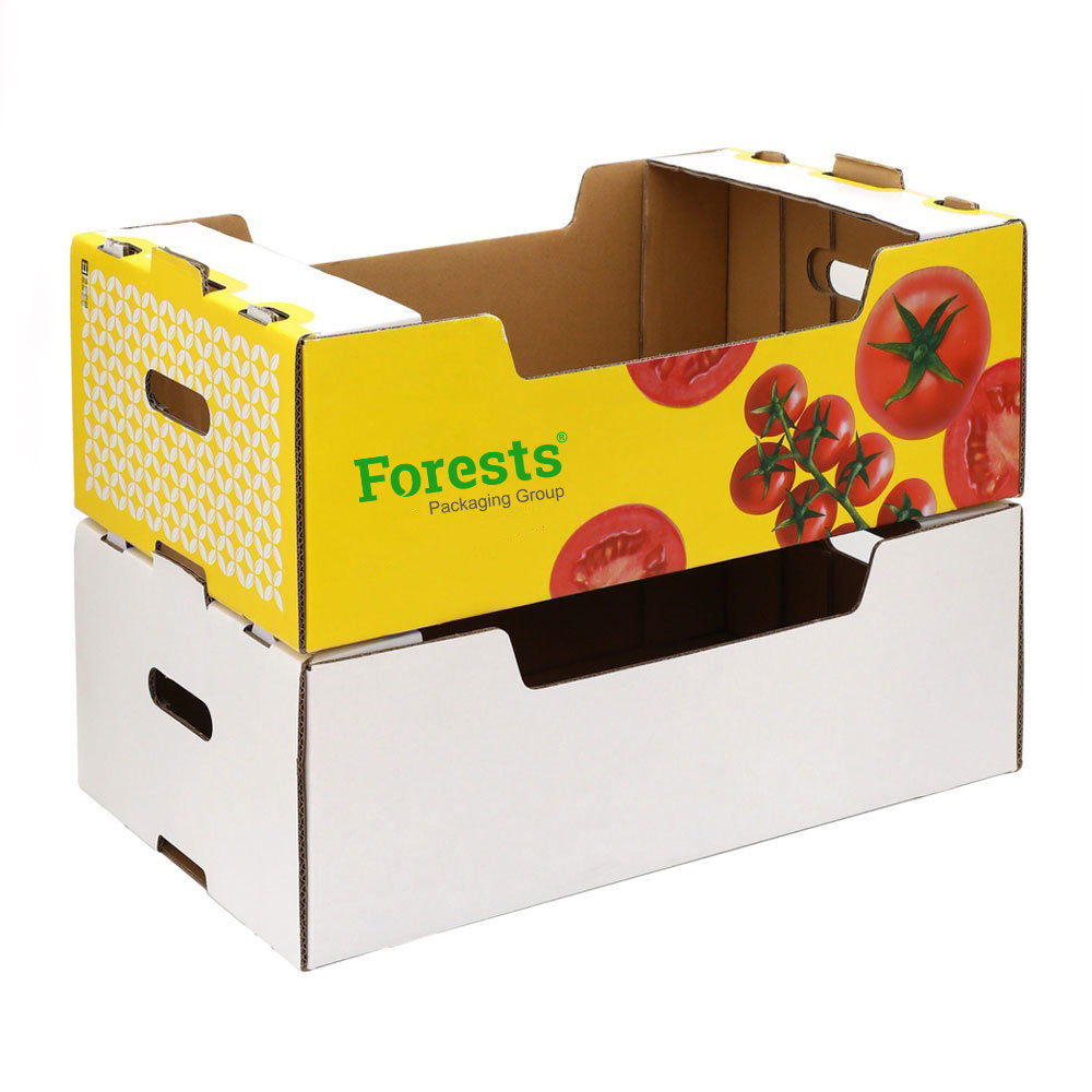 Manufacturer OEM Durable Fruit Carton Waterproof Waxed Coating Full Color Printing Wax Fresh Vegetable Produce Boxes