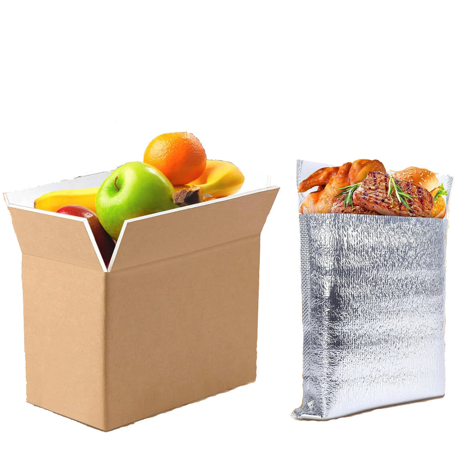 White Perishable Shipper Cooler Box Aluminum Foil Foam Bag Liner Double Insulated Carton Shipping Box Mailer