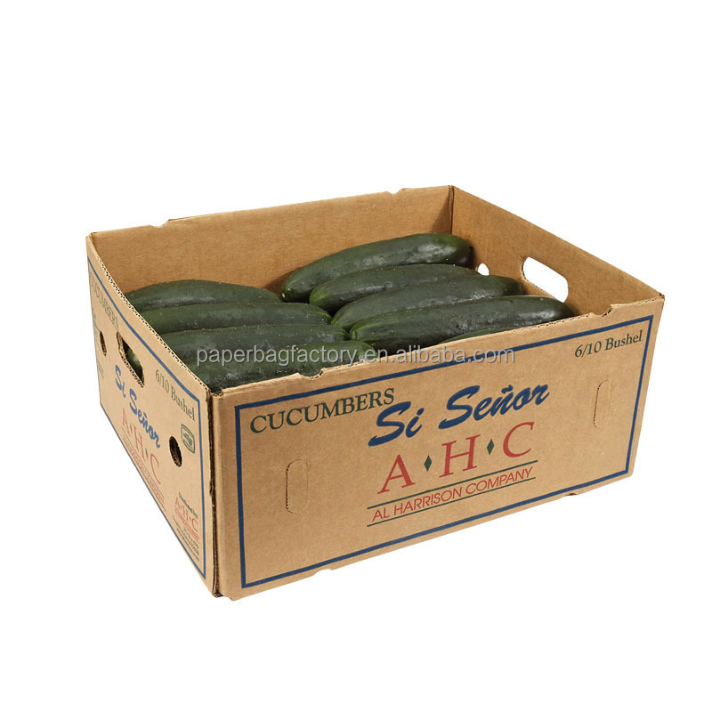 Custom Branded Recyclable Cucumber Vegetable Fruit Package Coated Corrugated Fresh Vegetable Product Wax Carton Box