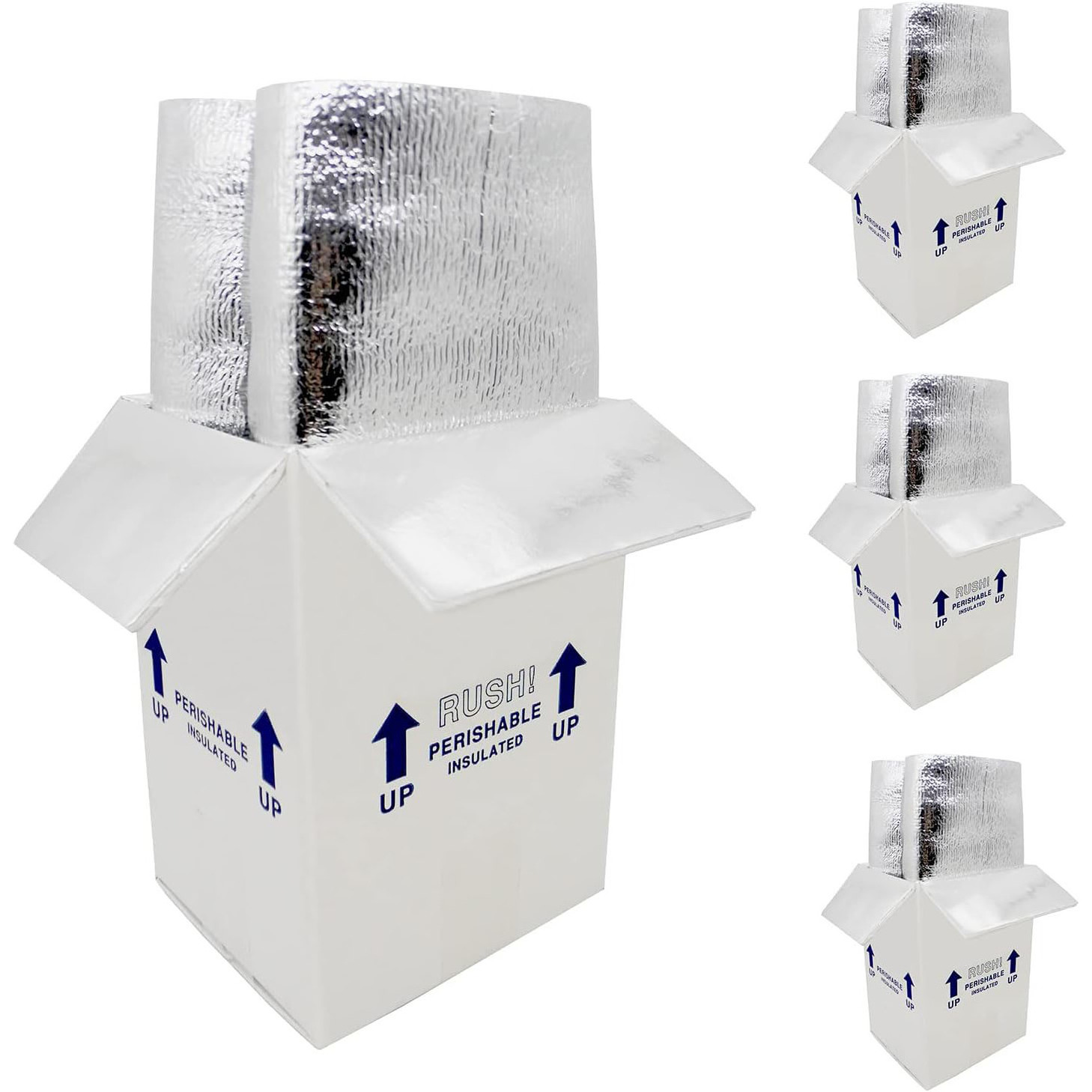 White Perishable Shipper Cooler Box Aluminum Foil Foam Bag Liner Double Insulated Carton Shipping Box Mailer