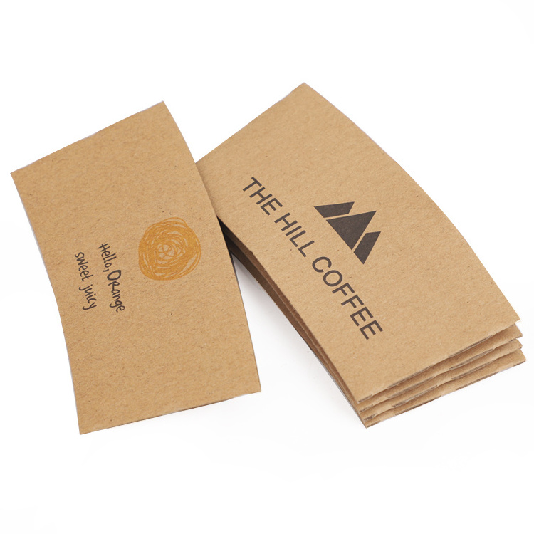 Custom logo print corrugated cardboard take away cup sleeve paper cup holder for coffee paper cup