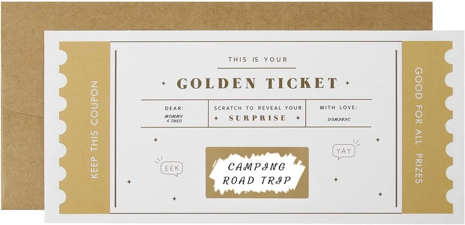 Golden Ticket Customizable Scratch-off Paper and Cardboard Stickers for Small Business Prizes Games Party Favors Note Cards