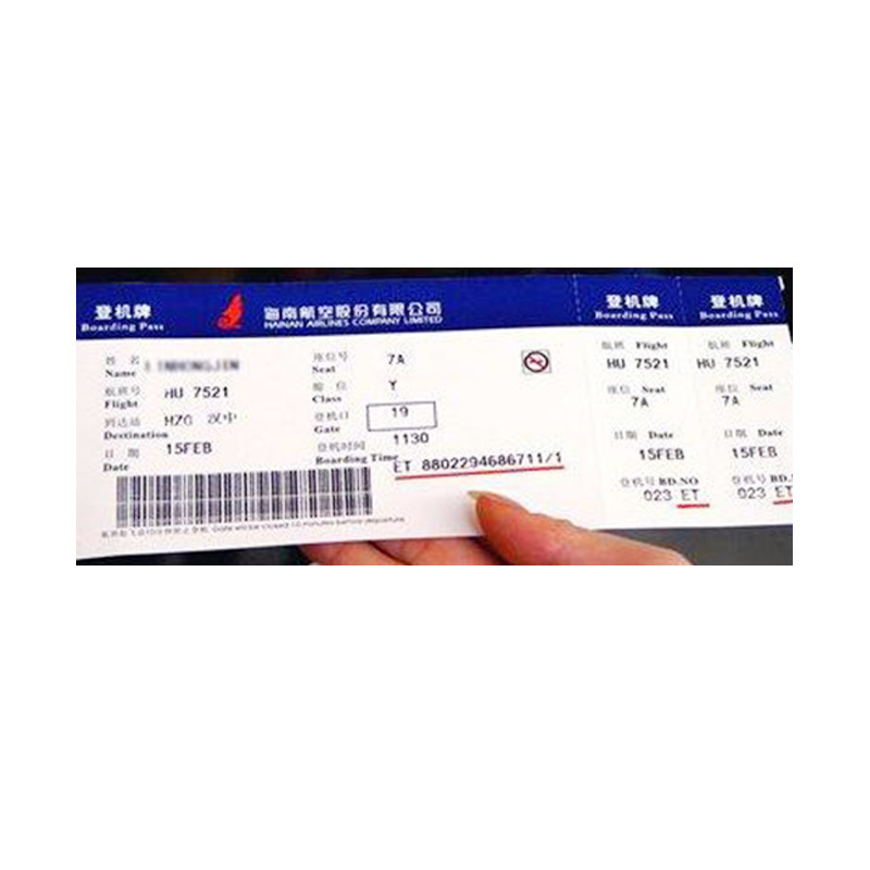 Reliable and Cheap Customized Printing Flight Ticket Airline Thermal Paper Boarding Pass Air Fright Tickets