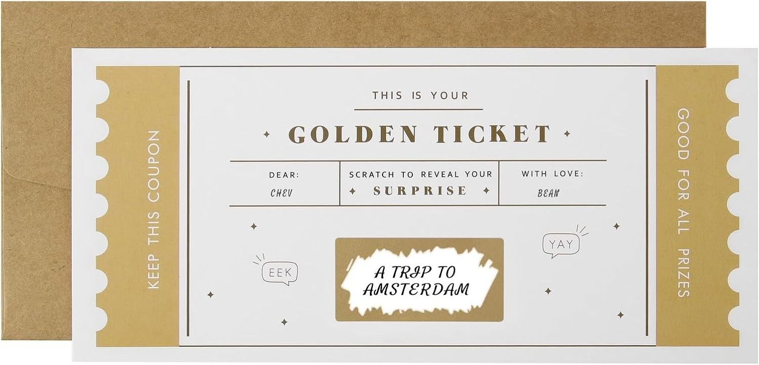 Golden Ticket Customizable Scratch-off Paper and Cardboard Stickers for Small Business Prizes Games Party Favors Note Cards