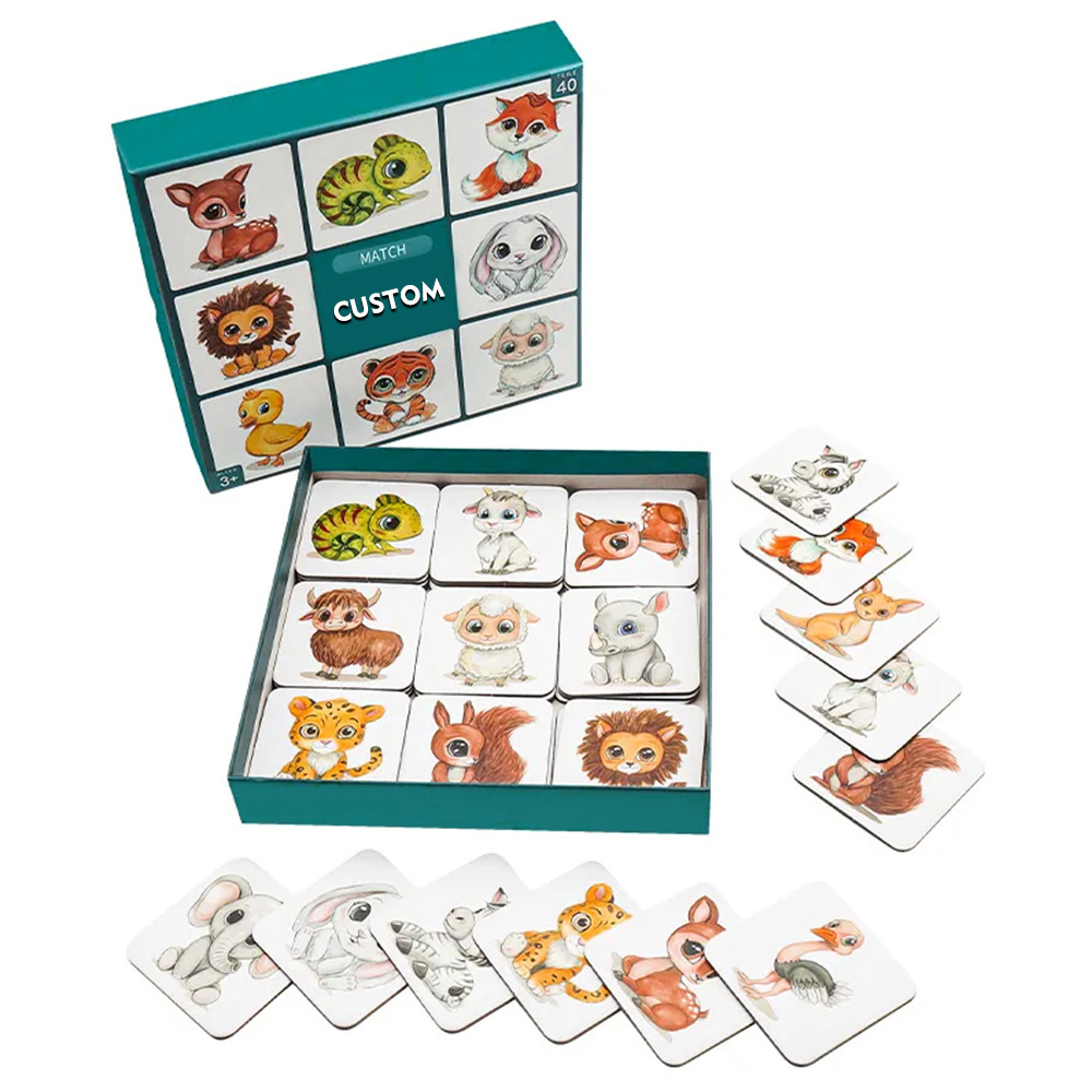 Early Education Custom Printing Full Color Flash Memory Table Board Game Playing Cards for Kids