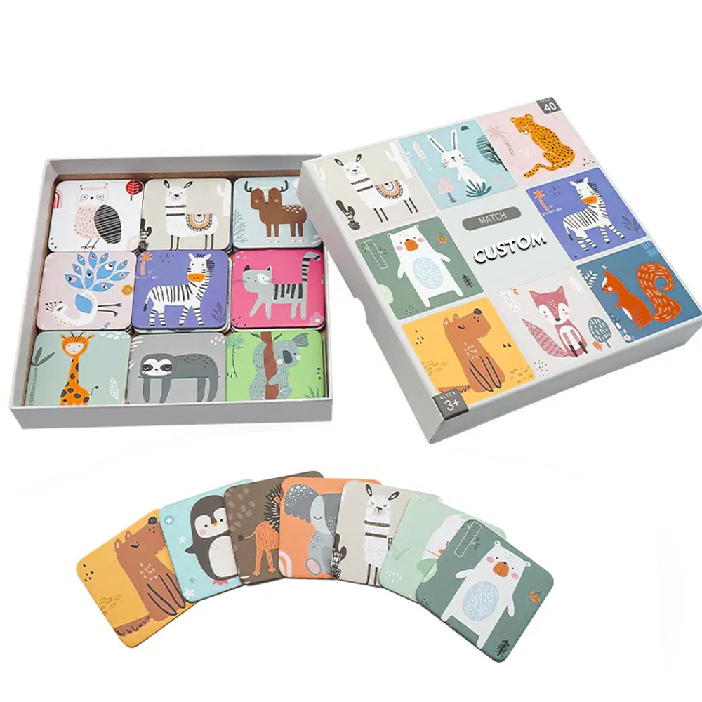 Early Education Custom Printing Full Color Flash Memory Table Board Game Playing Cards for Kids