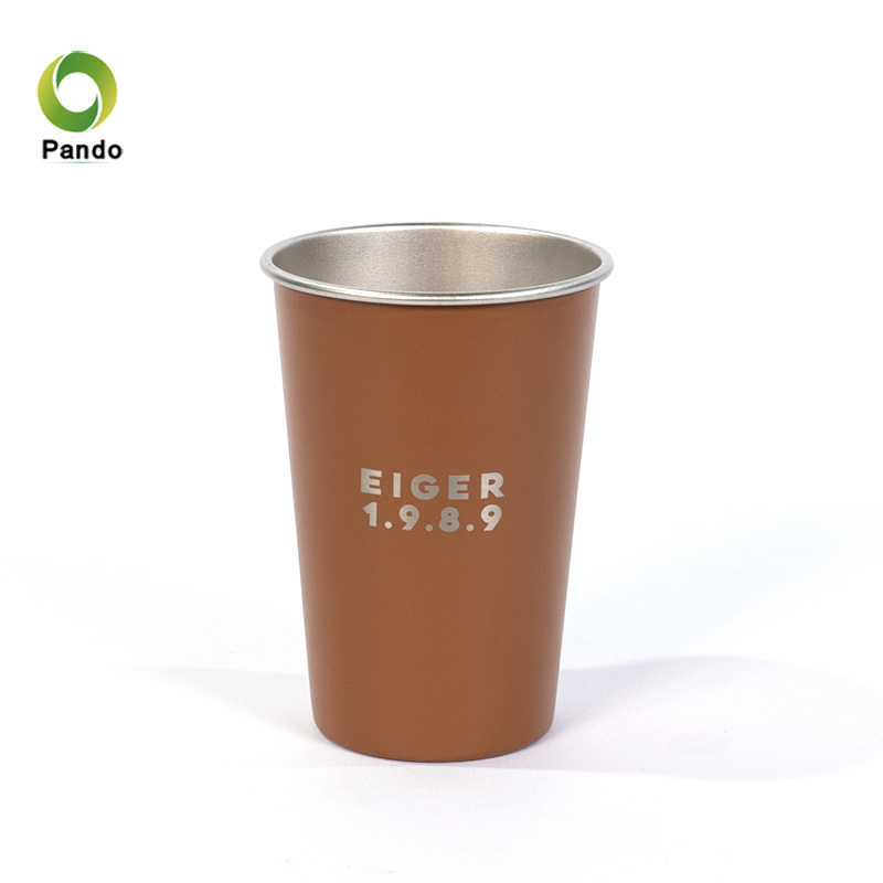 Custom Logo Engraved Reusable Stackable Metal Tumbler Wine 12oz Coffee Cup Stainless Steel